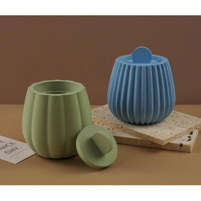 Striped Jar Candle Holder Resin Molds Tray Silicone Molds Resin Epoxy Ornaments Casting Mold for DIY Candlestick Jewelry