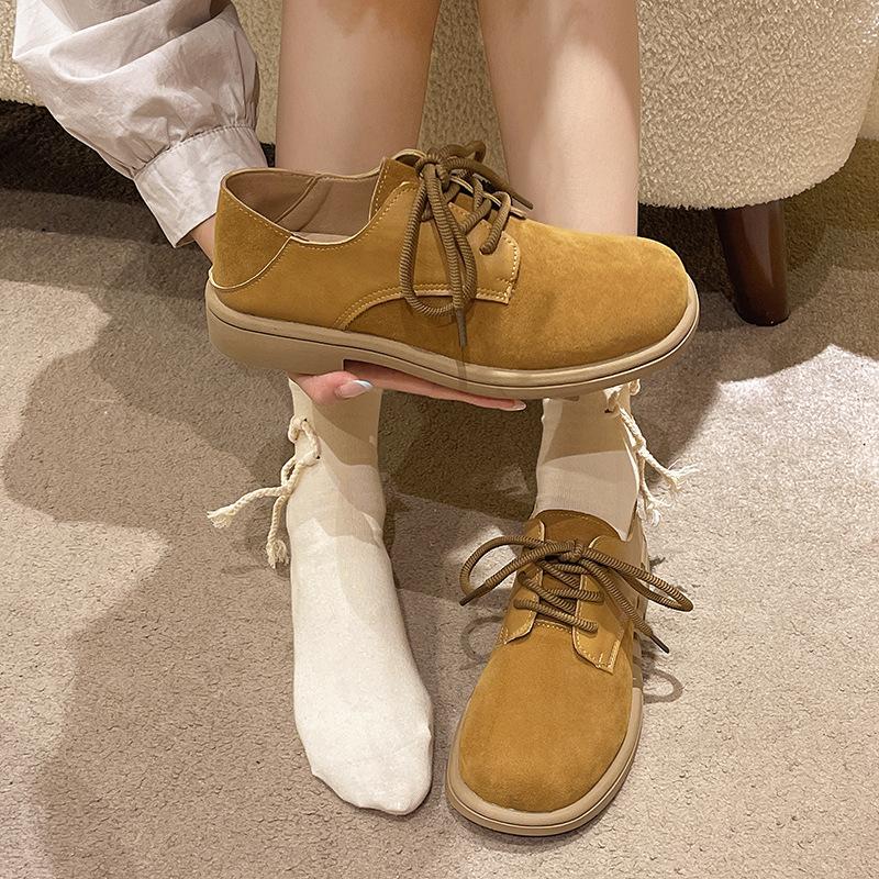 

Spring and Autumn new Korean version flat bottom low heel suede retro women s single shoes Internet celebrity fashion casual soft sole work women s s 40