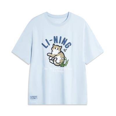 Koszulka chłodząca T-shirt Szybkoschnąca Chłodna Casualowa Top sportowy Nadruk z literami Okrągły dekolt Luźna Krótki rękaw Damskie topy Błękitny AHSU750-2