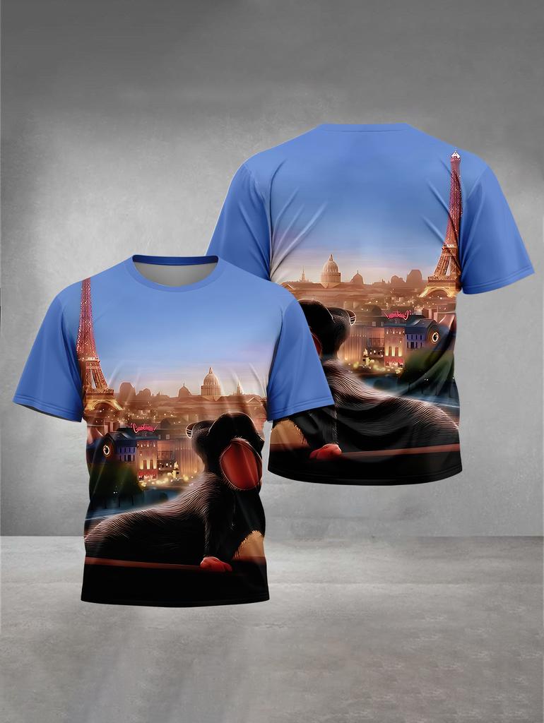 Summer Round Neck Cartoon Hotel Transylvania Pattern 3D Printed Top Fashionable Casual Short Sleeved Children's Boy T-shirts