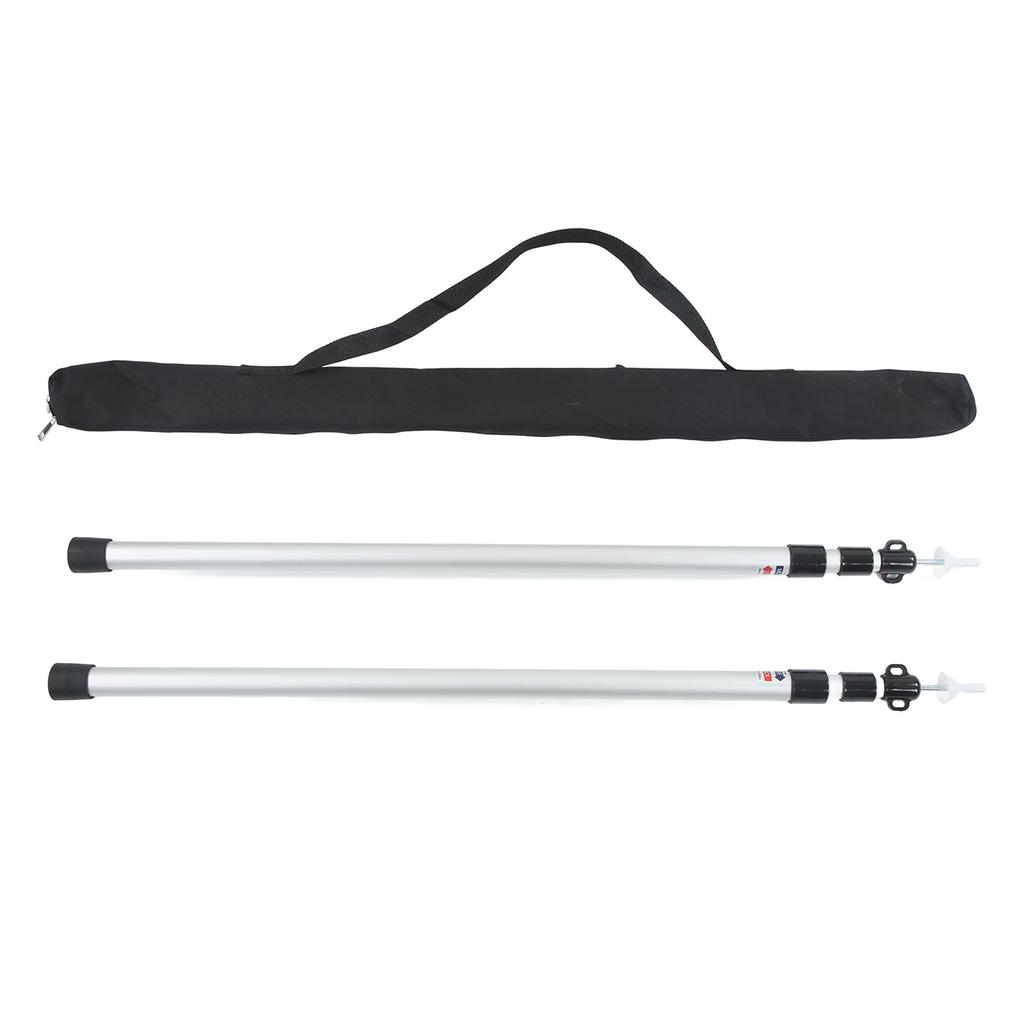 2pcs Camping Tent Poles Aluminum Alloy Adjustable 95 to 235cm Telescopic Canopy Supporting Rods with Storage Bag for