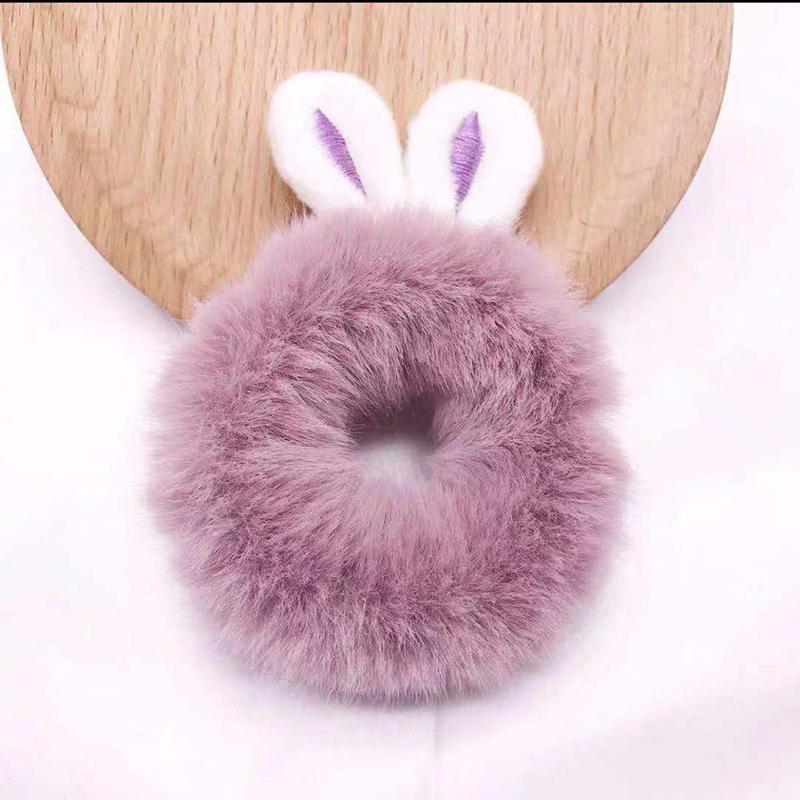 1Pcs/2Pcs New Hair Accessories Fake Fur Hair Rope Cute Bear Scrunchies Girls Elastic Hair Rubber Bands Gum Kids Ponytail Holder