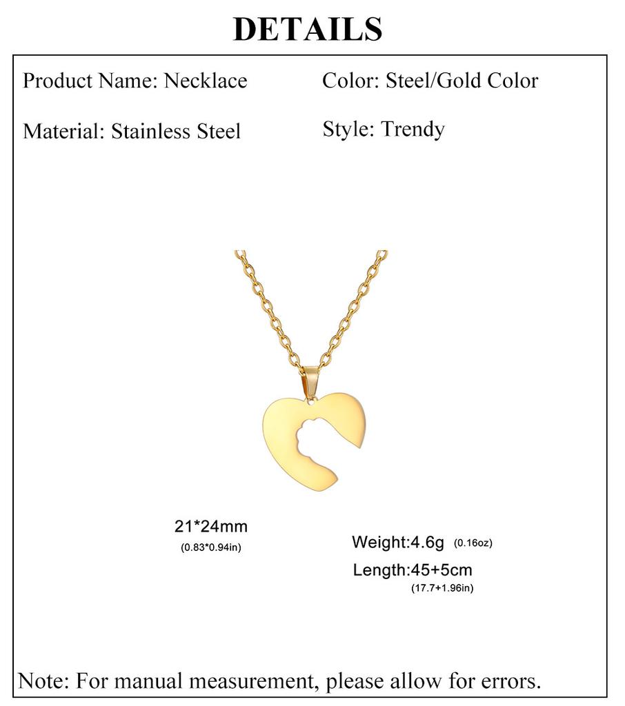 Cazador Cute Cat Kitten Paw Heart Pendant Necklace for Women Stainless Steel Gold Color Animal Necklace Birthday Gift Jewelry