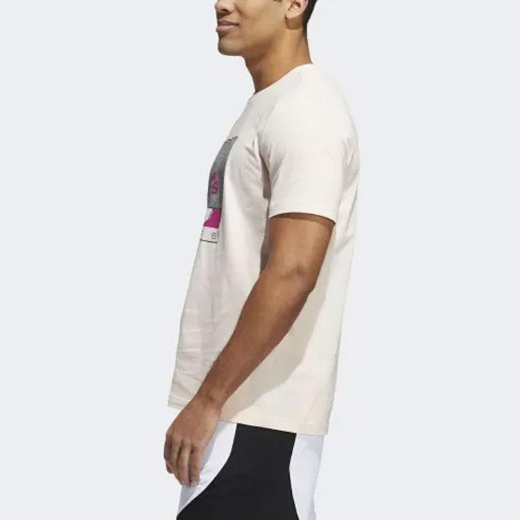 Adidas Sport Casual Print Crew Neck Short Sleeve T-Shirt Men Tops Light-Pink GE4521