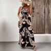 Leisure Vacation Tropical Wind Leaf Printed Tube Jumpsuit