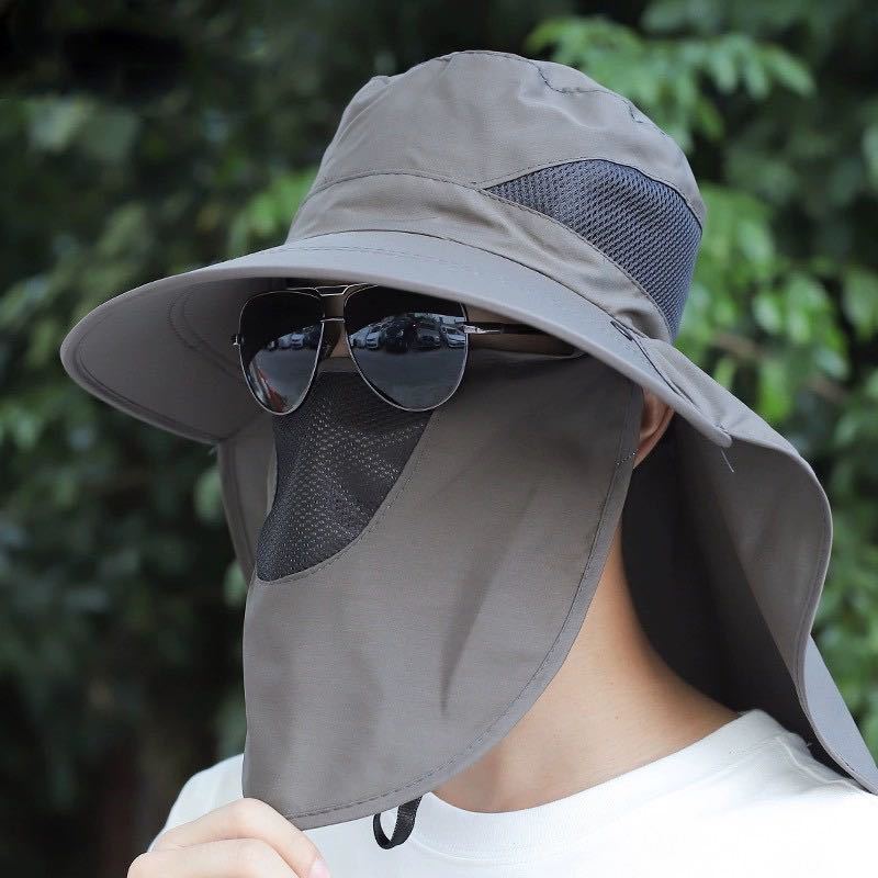 Sunscreen bucket hat men's big head circumference hat men's summer outdoor climbing sun hat climbing hat cowboy hat new