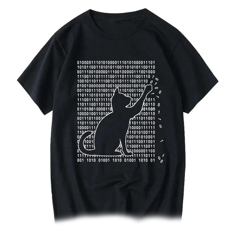 

Fun cat design print loose shortsleeved Tshirt sizes XS4XL suitable for both men and women Black fashionable casual wear S