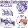 Peryiter 3 Pcs Spring Summer Floral Tablecloths Plastic Lavender Table Covers 54 x 108 Inch Watercolor Purple Floral Tablecloth for Spring Easter