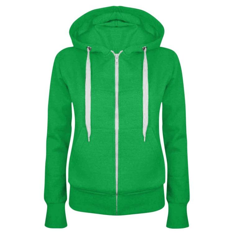Women Casual Long Sleeve Hooded Zipper Sweatshirt Jacket With Pocket