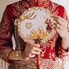 Handheld Bride Group Fan Hand Embroidered Fan  for Bride Wedding Xiuhe Dress Hanfu Accessory
