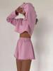 Women's Casual Loose Sports Set Long Sleeve Sweatshirt Top Shorts Two Piece Pajama Home Clothes