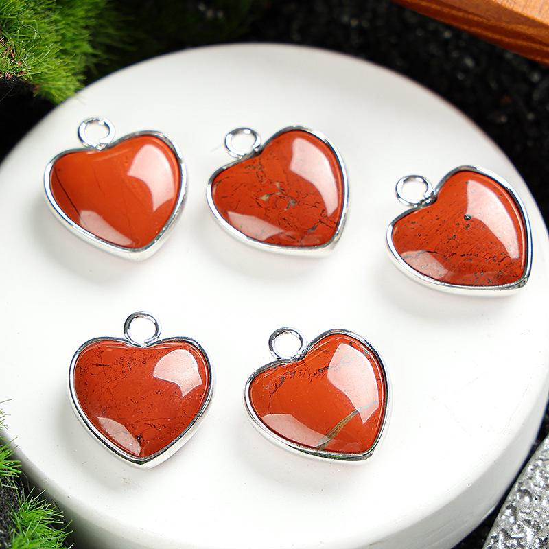 Heart-Shaped 15x19mm Natural Amethyst Agate Jade Bezel Pendant for DIY Jewelry Making