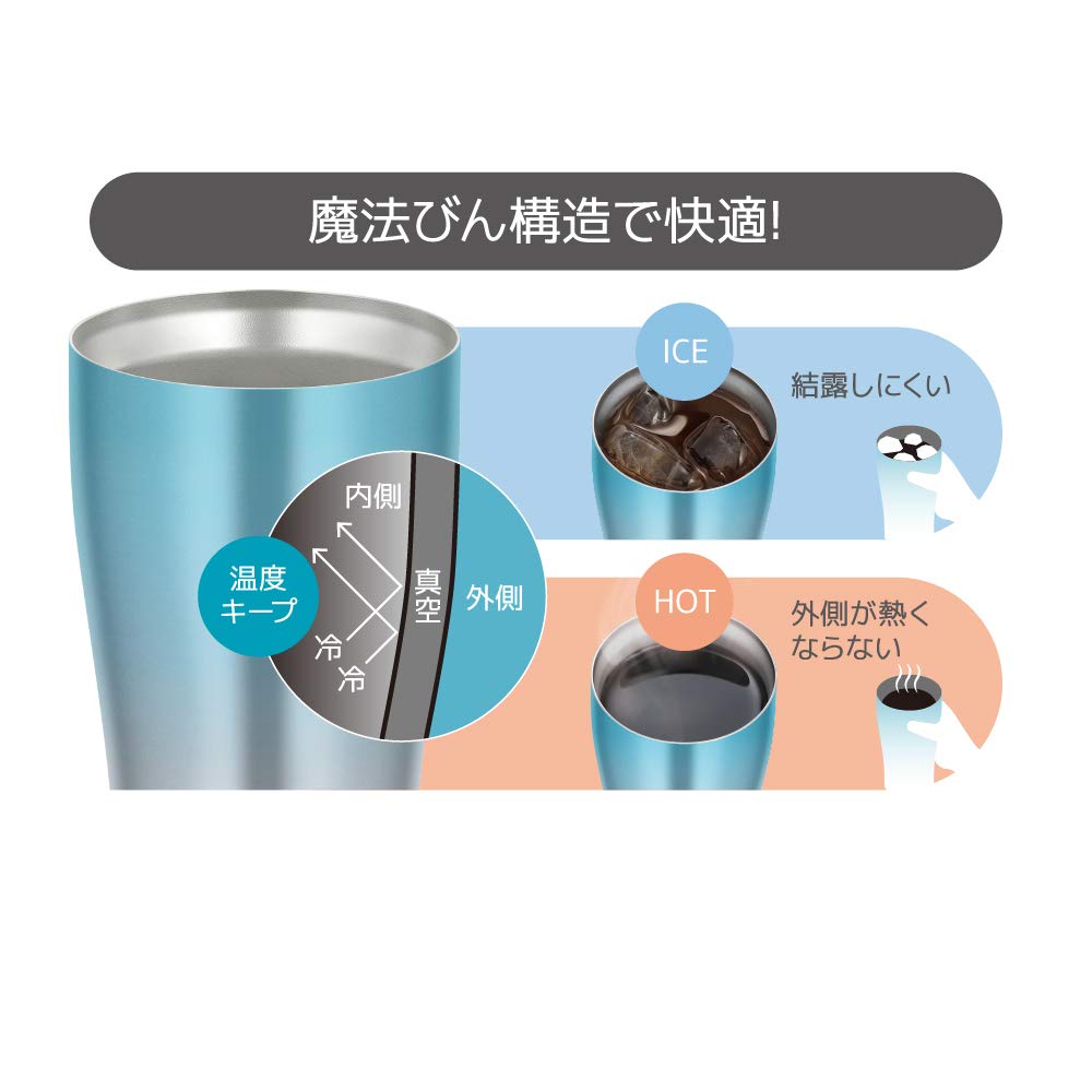 Thermos Vacuum Insulated Blue A Great Day Gift for Beer Lovers and Tumbler, 0.34L, Fade, JDE-341C, BL-FD. Father's Birthdays.