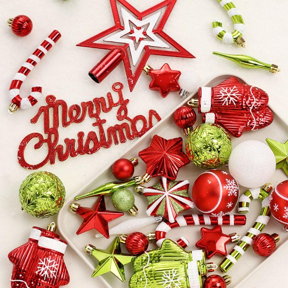 70Pcs Plastic Tree Top Star Christmas Ball Set Painted DIY Christmas Tree Ornament Christmas Gifts Christmas Gifts Boxes Pendant