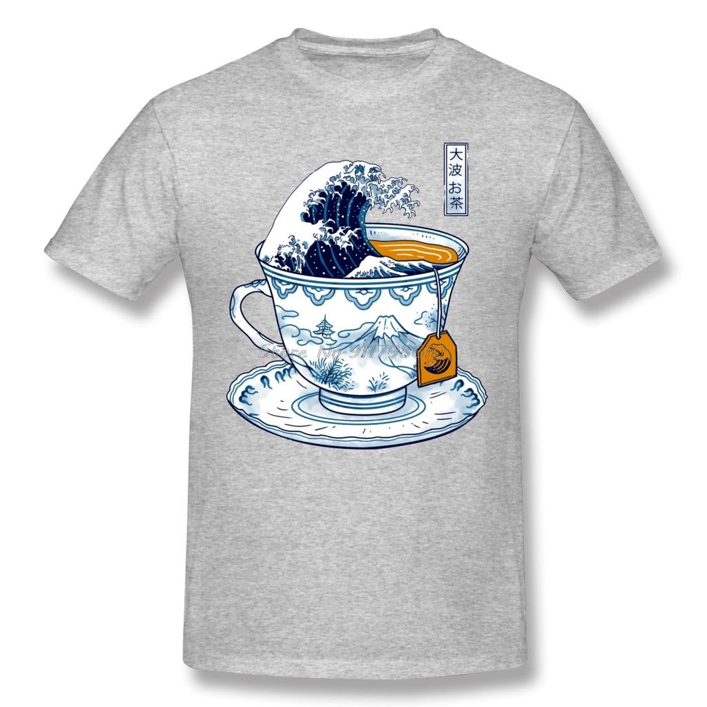 The Great Kanagawa Tea Japan Tshirt Men Oversize Oneck Cotton Short Sleeve Men Shirt Tees Harajuku Streetwear