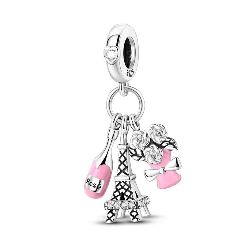 Copper Metal Travel Collection Tower Airplane Camera Postcard Suitcase Pendant Bead Component Charm Bead Components Bead Component Compatible With