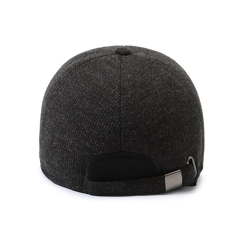 Middle-Aged Cap Men's Baseball Cap Outdoor Ear Protection for Elderly Thick Warm Autumn Winter Woolen Peak Cap