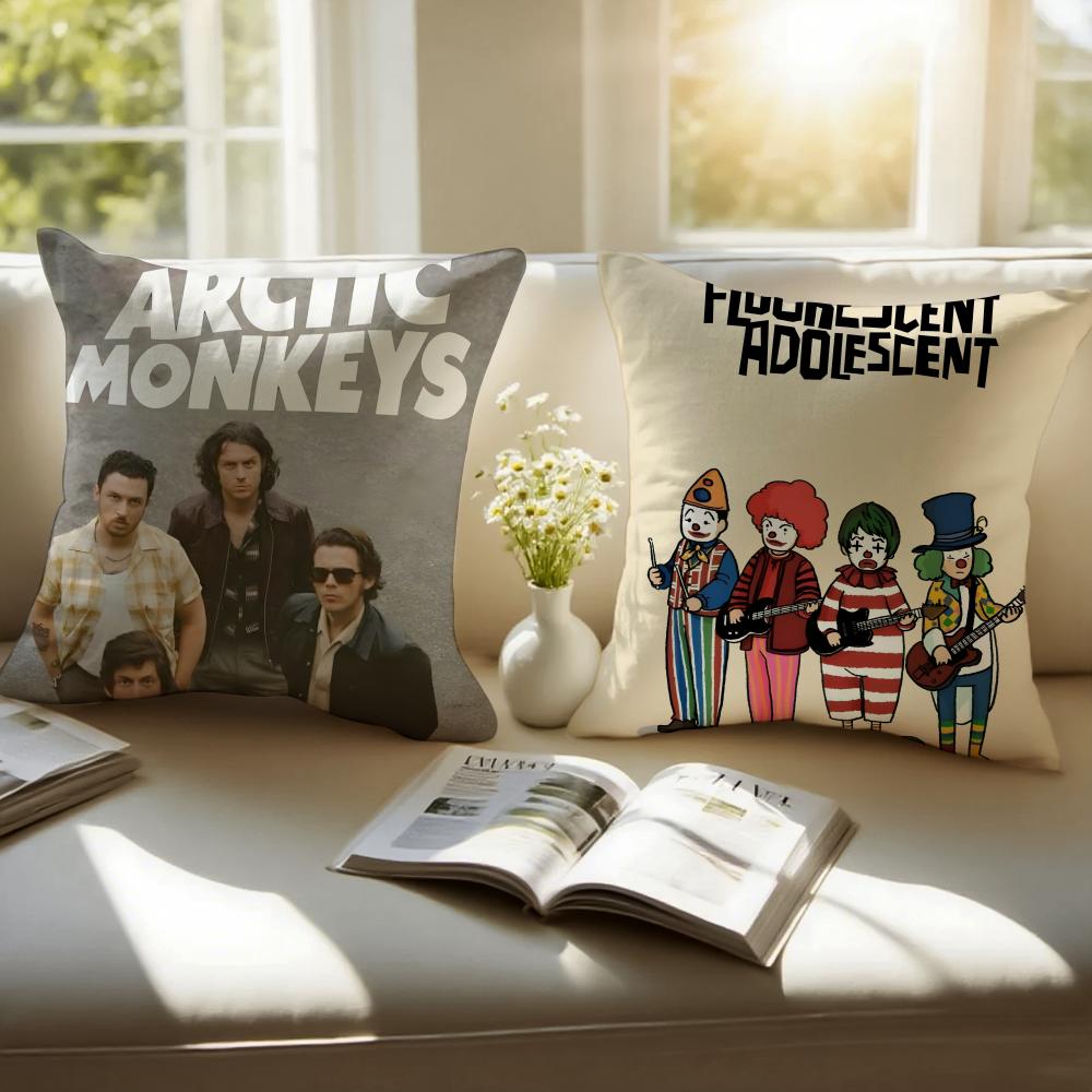 Fashion Cool A-Arctic Monkeys Band Iconic Cushion Cover Pillowcase Anti-Dustmite Invisible Zipper Short Plush Sofa Cushion