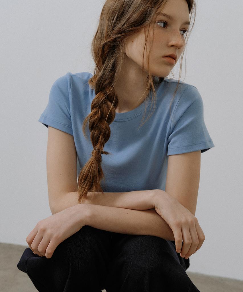 Peulibeo07 Bottle Cotton Crop T-Shirt_Sky Blue