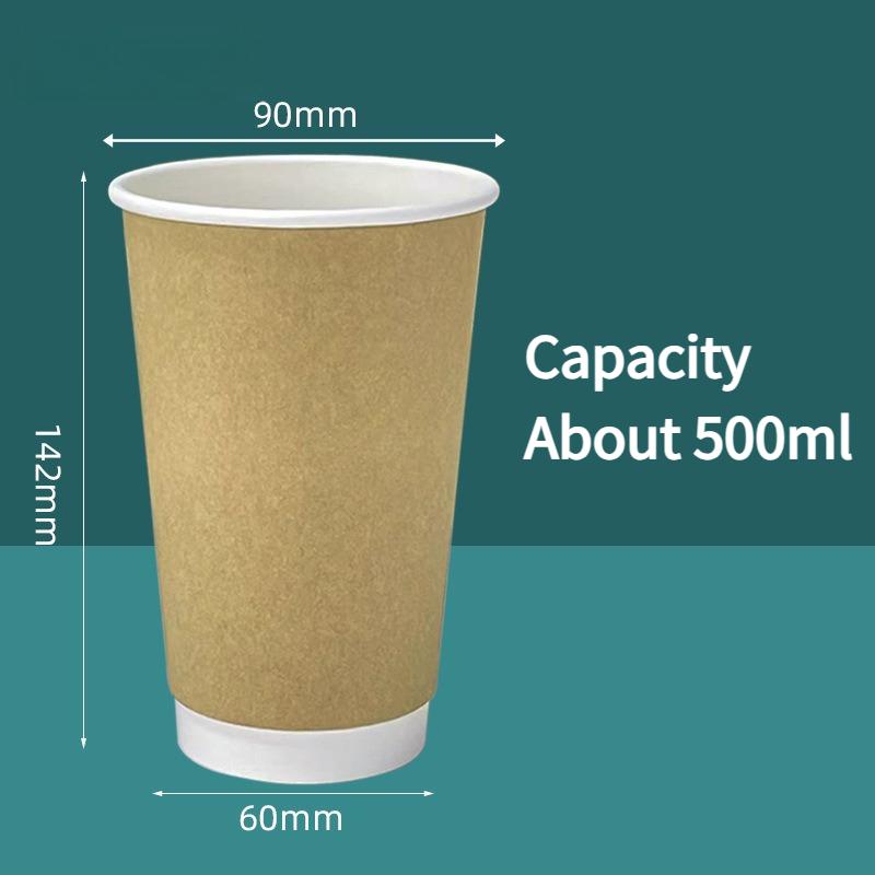Disposable Coffee Cups Insulation Double-Layer European Style Simplicity Paper Cup with Lid Hollow Insulated Milk Tea Cup Family Party Coffee Shop Use