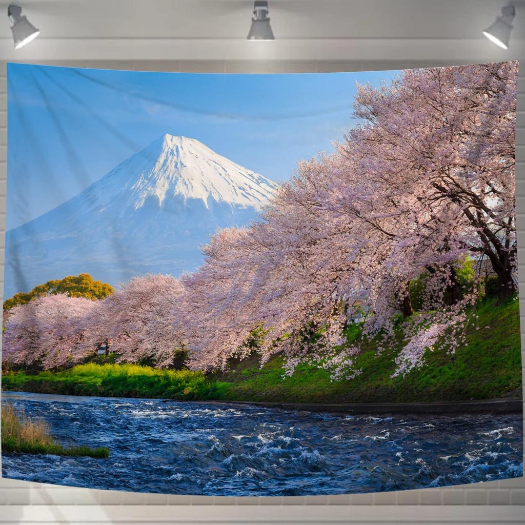 Tapestry Wall Hanging Kawazu Cherry and Dancing Cherry Natural Stylish Fabric Interior Change the Atmosphere 100cm Long x 150cm GT0032A U-SITU Decor,