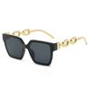 Square Frame Sunglasses with Chain Link Temples Lightweight UV Protection Fashion Eyewear for Outdoor Activities