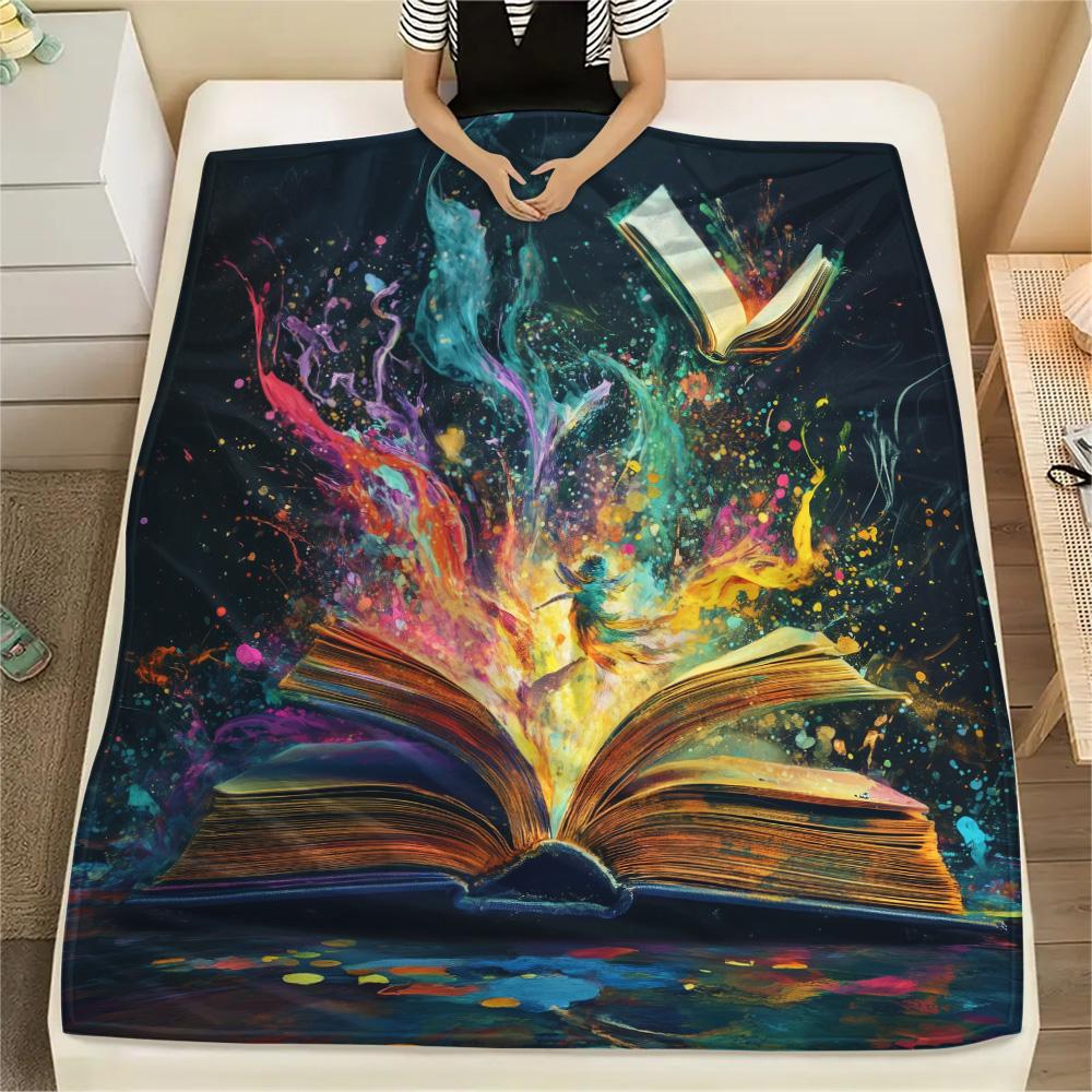 Magic Books  Print Flannel Blanket, High Quality Comfortable for All Seasons, Home Decor, Warmth and Comfort