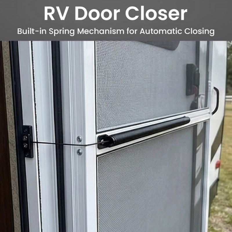Protective Motorhome Screen Door Closer Automatic For Child And Pet Safety Prevents Pet Entry Adjustable Tension Aluminu