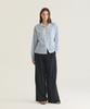 Oteumilkape Check Frill Tie Blouse - Sky Blue