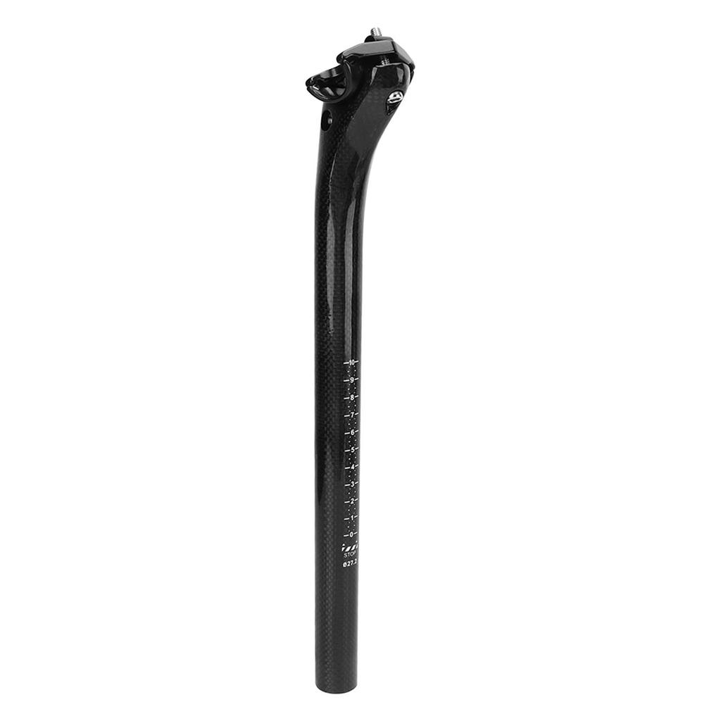 Sattelstützenrohr Professioneller Aluminiumkopf Doppelnagel Kohlefaser 3K Muster Glänzend Schwarz Fahrradsattelstütze 27,2x350mm