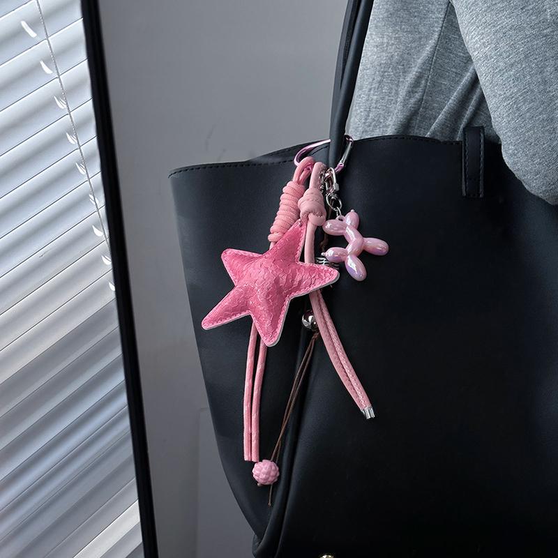 Fashion PU Leather Star Bag Pendant Five-pointed Star VersatileWomen Handbag Hanging Decoration CLE