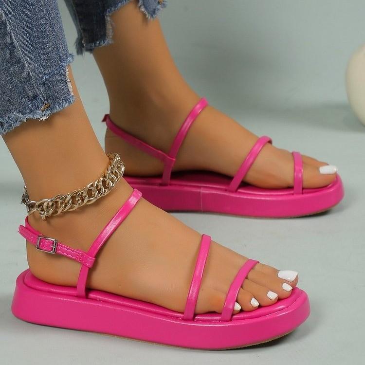 

Платформенные туфли-маффины римские сандалии женские лето 2025 новые маленькие большие размеры высокие каблуки 43 розы красного