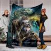 1PC Black White Wolf Contrast Plush Blanket Suitable All Seasons Soft Comfortable Sofa Office Outdoor Travel Home Use