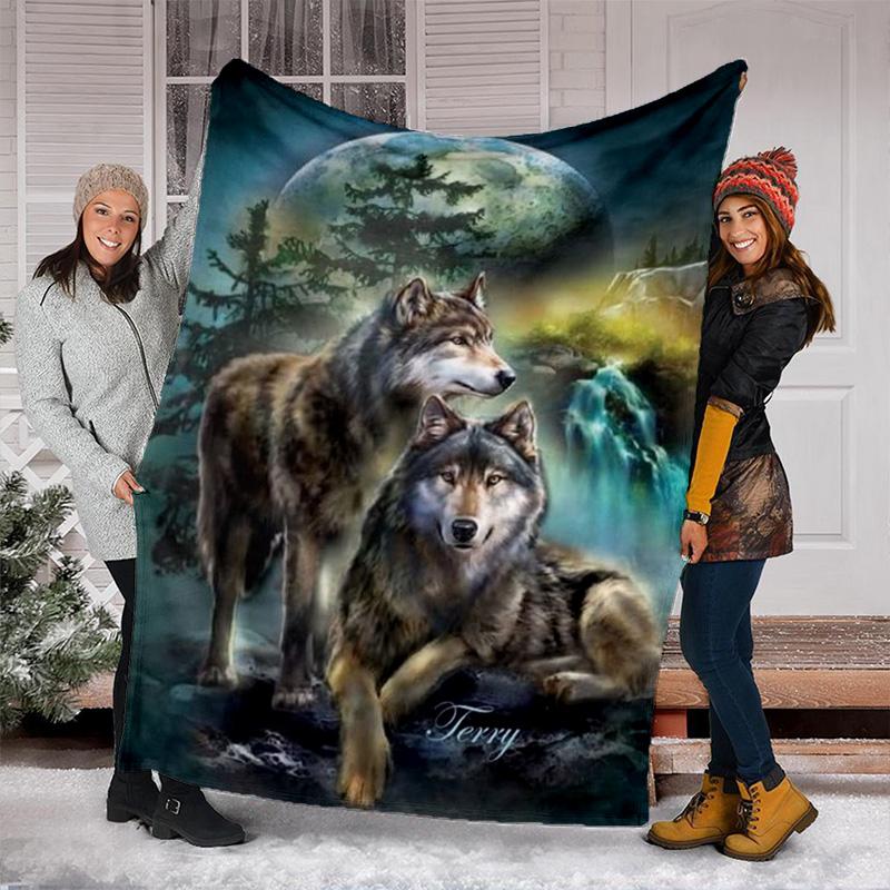 1PC Black White Wolf Contrast Plush Blanket Suitable All Seasons Soft Comfortable Sofa Office Outdoor Travel Home Use