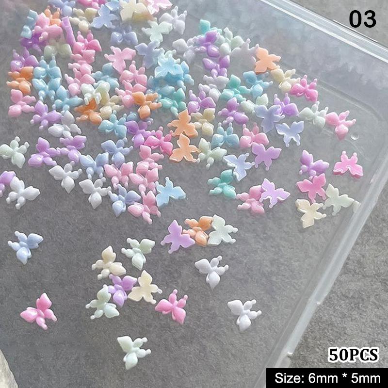 50Pcs Crystal Rhinestones Nail Art Sparkle Butterfly Shapes Charms Jewelry for Luxury 3D Nail Design Accessories