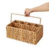 Yousheng Woven Storage Basket with Handle 4 Compartments Handcrafted Natural Utensil Organizer for Kitchen Countertop Picnic BBQ Portable Cutlery