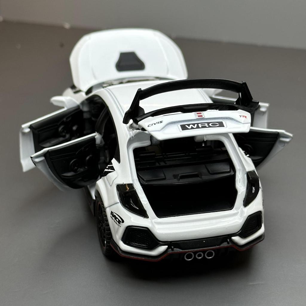 Maßstab 1/32 Honda Civic Type-R Super Modified Sportwagen Legierung Metall Diecast Modellauto Indoor Hochsimulations-Ornament Sound & Licht Geschenk