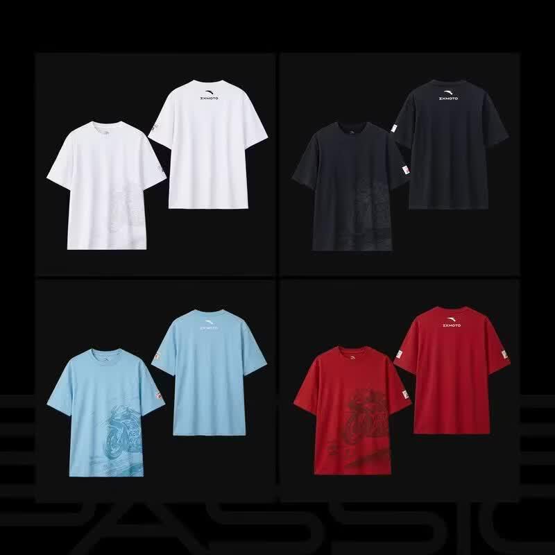 Anta X Zhang Xue Motorcycle Collaboration Unisex Graphic Knit T-Shirt