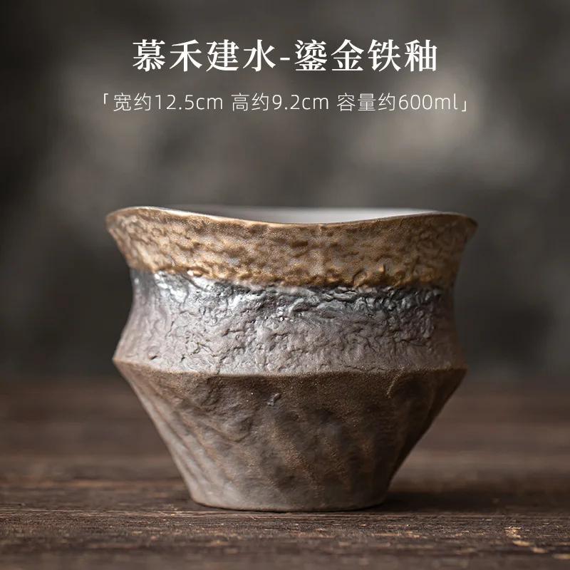 

60 мл ретро позолоченная железная глазурь Цзяньшуй грубая керамика для чая умывальник для писчих кистей мойка для чая Часи китайская коллекция чайных сервизов
