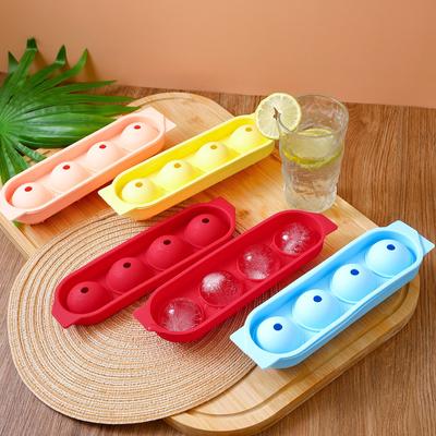 1ks silikonová forma na led s víkem kulatá koule na led 4komorový box na led Silikonová forma se snadným uvolňováním Čtyři box na uložení ledu