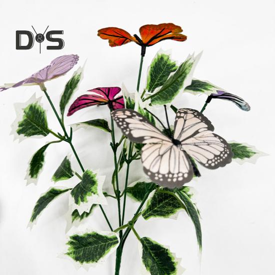 Artificial Berry Branch Faux Green Leaf Branch with Butterflies Realistic Simulated Greenery Branch for Home Table Decor Christmas Valentine's Day