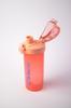 TeraaBliss Sports Protein Shaker Bottle - 650 ml Translucent Orange Plastic Gym Shaker with Measurement Markings, Flip-Top Locking Lid,Drinking Spo