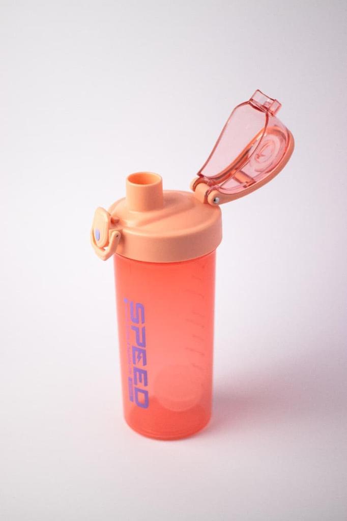 TeraaBliss Sports Protein Shaker Bottle - 650 ml Translucent Orange Plastic Gym Shaker with Measurement Markings, Flip-Top Locking Lid,Drinking Spo