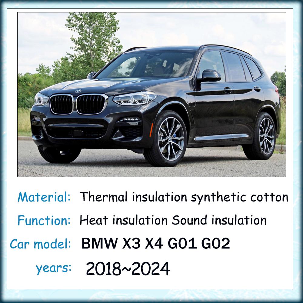 For BMW X3 X4 G01 G02 2018~2024 2019 2020 Car Front Hood Engine Sound Heat Insulation Cotton Pad Soundproof Mat Cover Accessorie Heat Shields 2