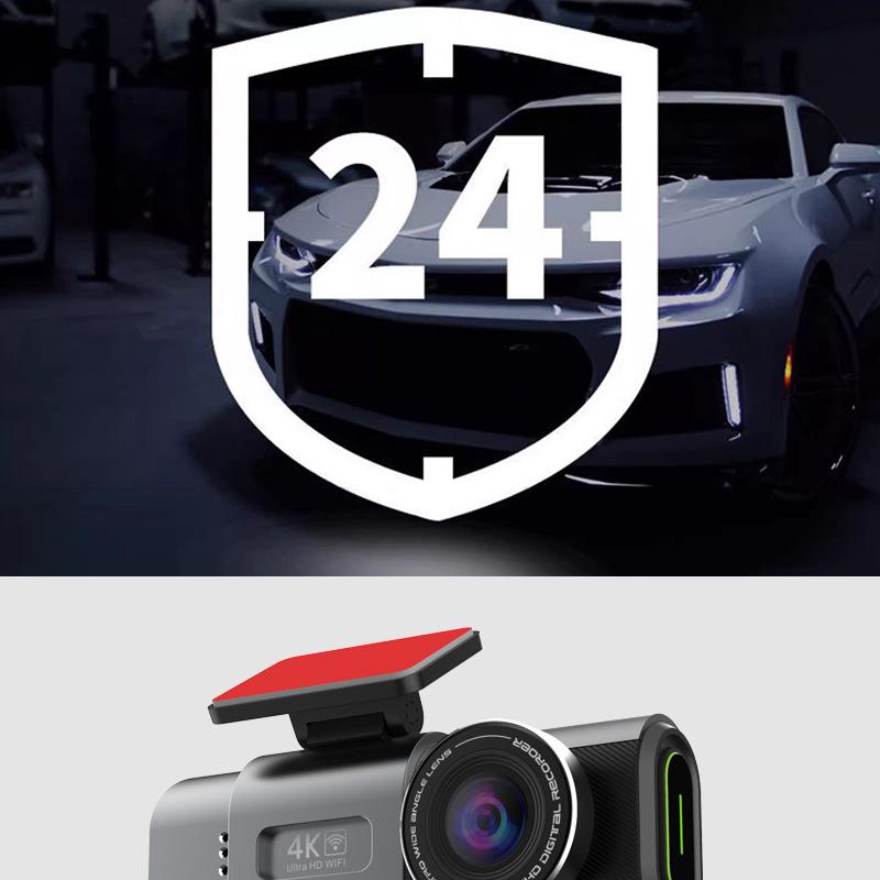 4K Dash Cam with Night Vision, Wireless Phone Connection, Front/Rear Dual Camera, and Reversing Image Monitoring.