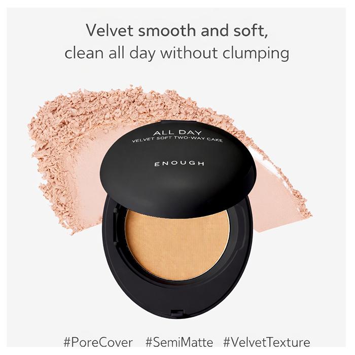Enough All Day Velvet Soft Two Way Cake SPF28 PA++ 12g + Refill 12g (9 Options)