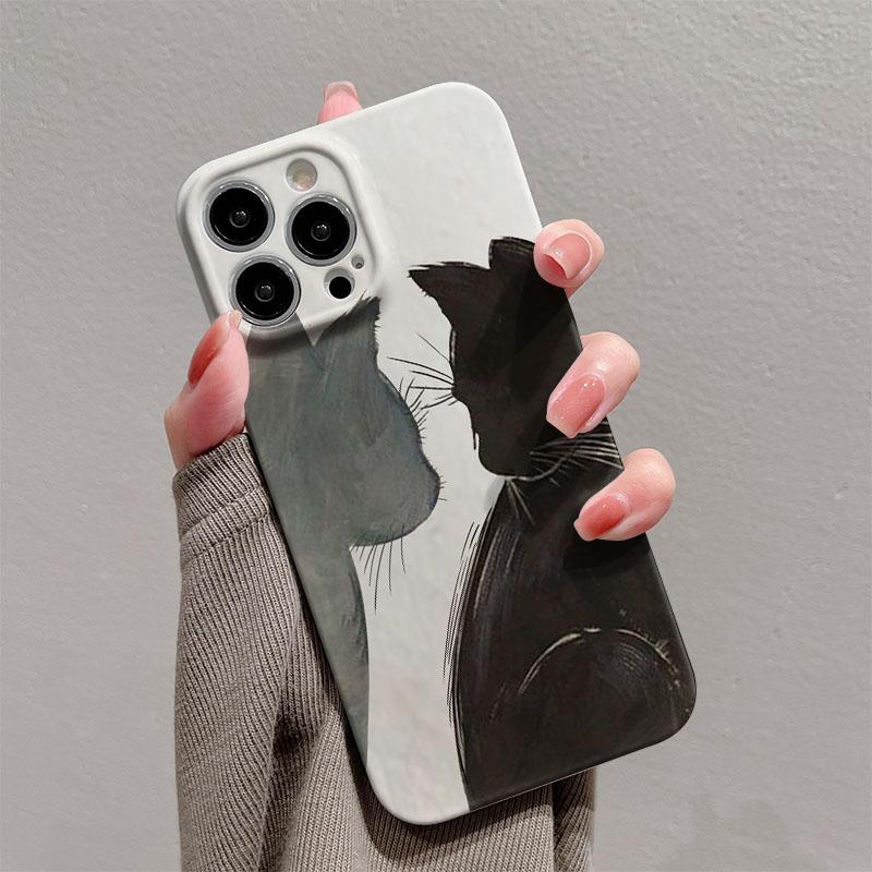 Couple Cat Glossy Film Hard PC Phone Case for Google Pixel 7 7a 8 8a 9 9a Pro XL 5G