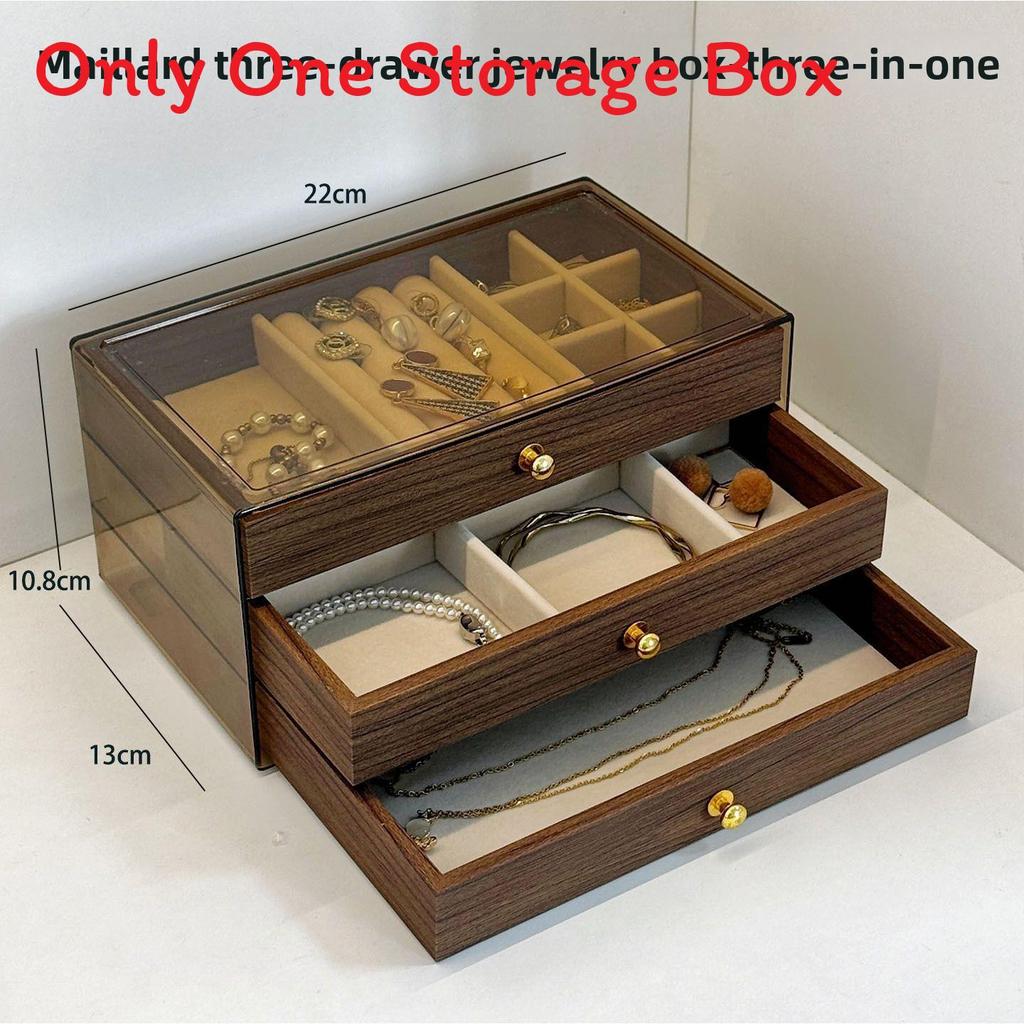 Walnut Jewelry Box With Multiple Compartments For Earrings Necklaces And Rings Gift For Women