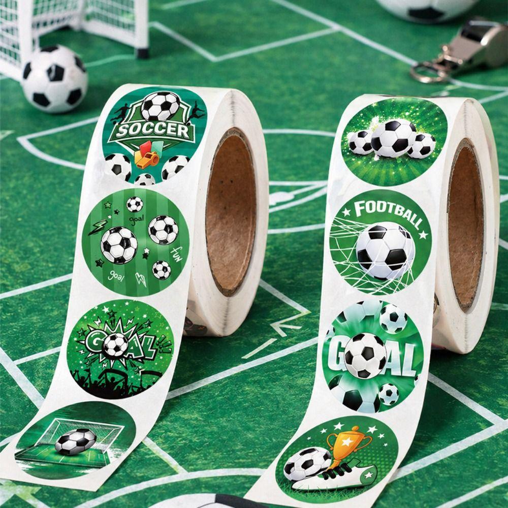 500Pcs Self-Adhesive Soccer Stickers Round Football Pattern Sealing Sticker  Party Decor