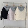 New Splicing Rhombus Jacket Cotton Dress Casual Removable Hooded Loose Autumn and Winter Line Fake Two-piece Coat Black